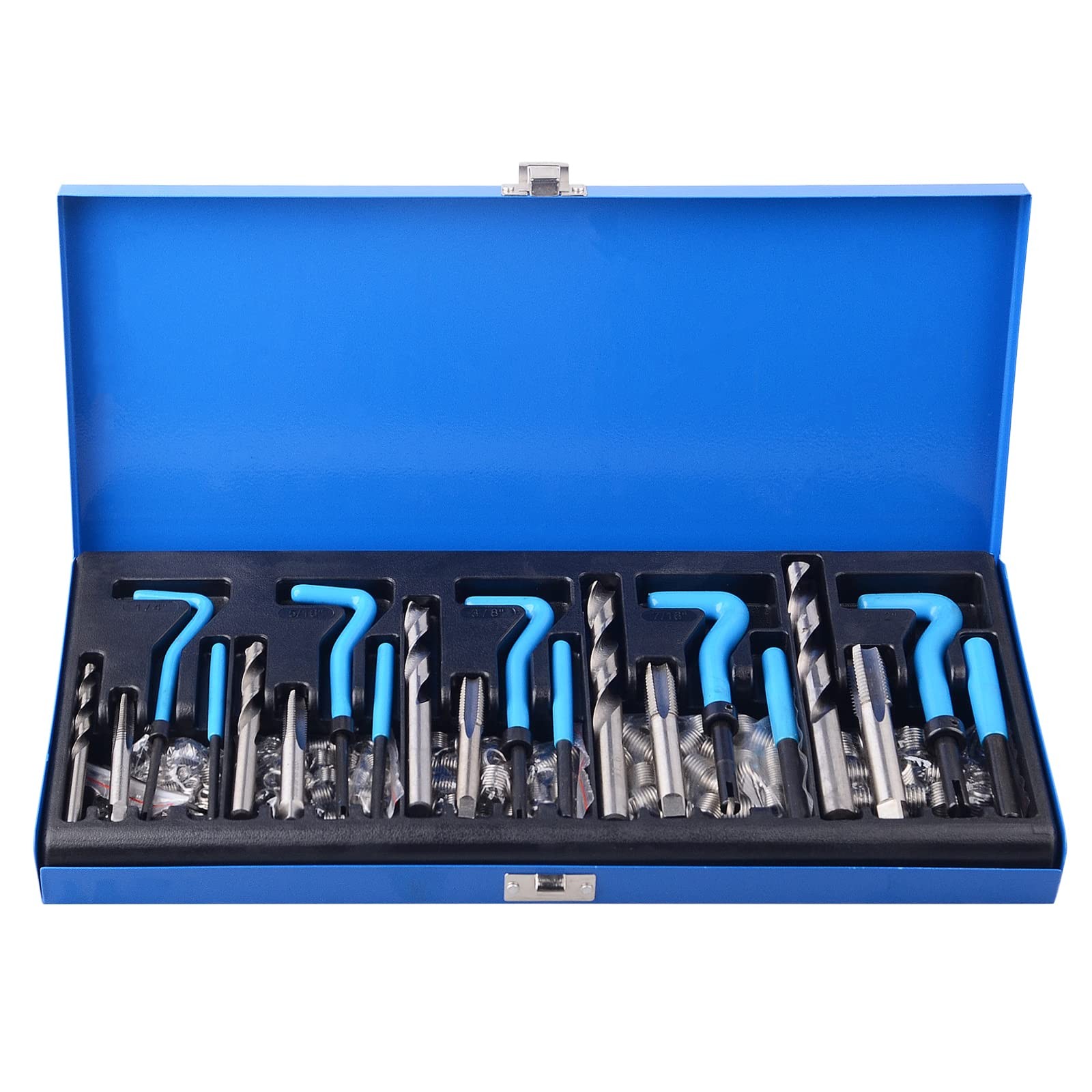 131PC SAE Thread Repair Kit, HSS Drill Helicoil Kit Standard, 1/4" 5/16" 3/8"...