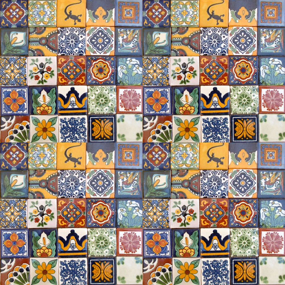 100 MEXICAN TILES 2x2 CERAMIC POTTERY TALAVERA MEXICO WALL FLOOR DECOR #003