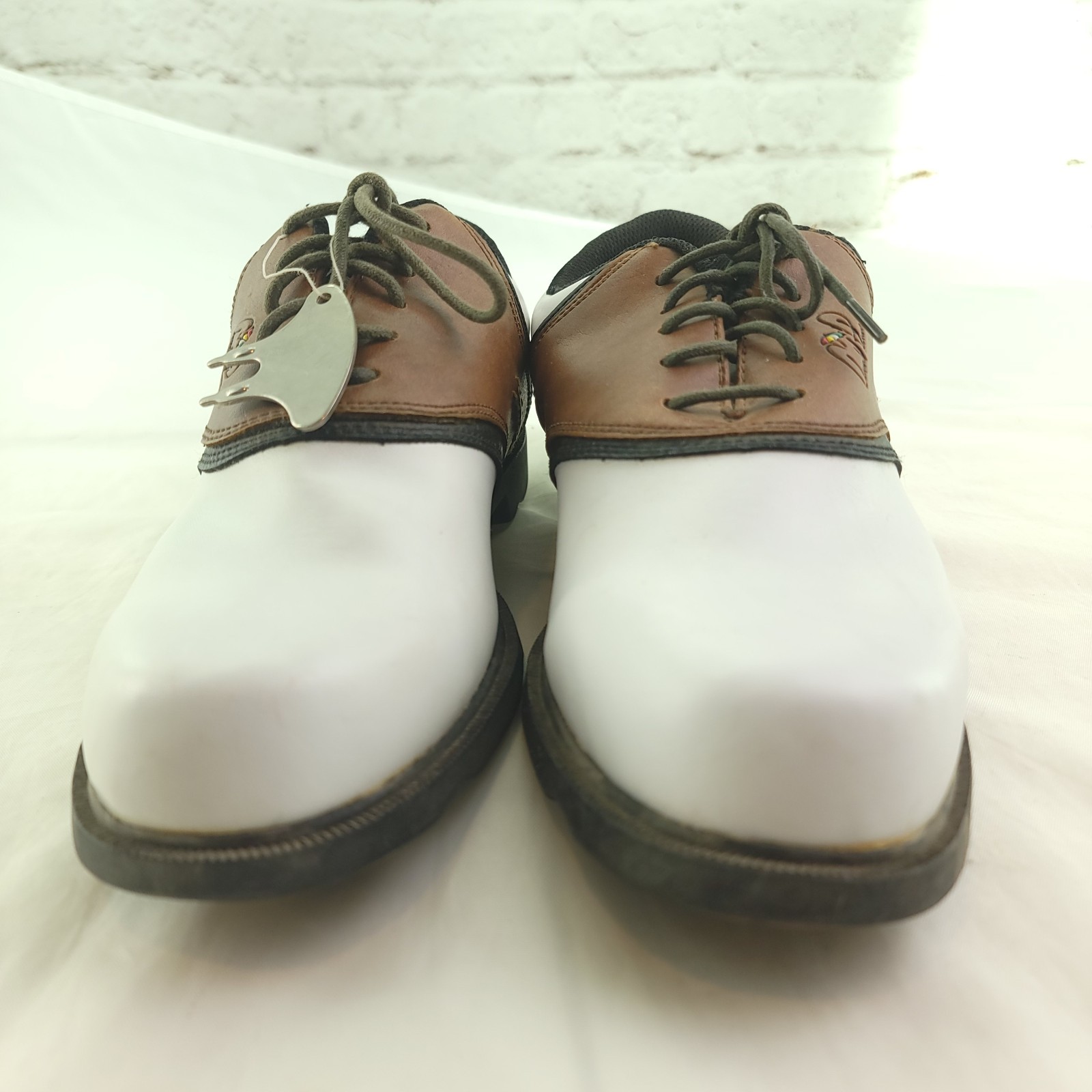 Mens Arnold Palmer White Tan Size 9 Golf Shoes