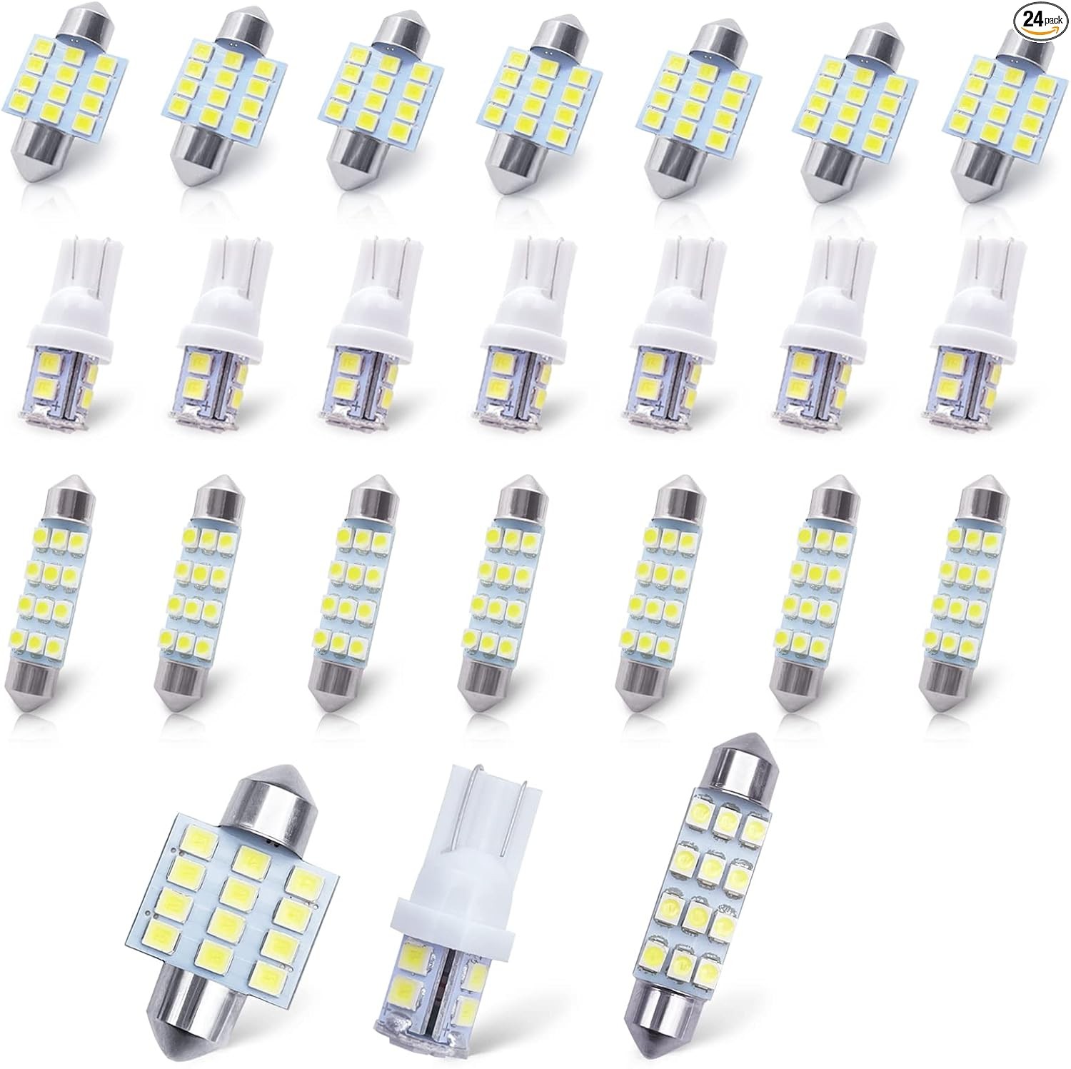 LED Interior Light Set, 24 Pieces, White, Compatible with Most Ve Color: white