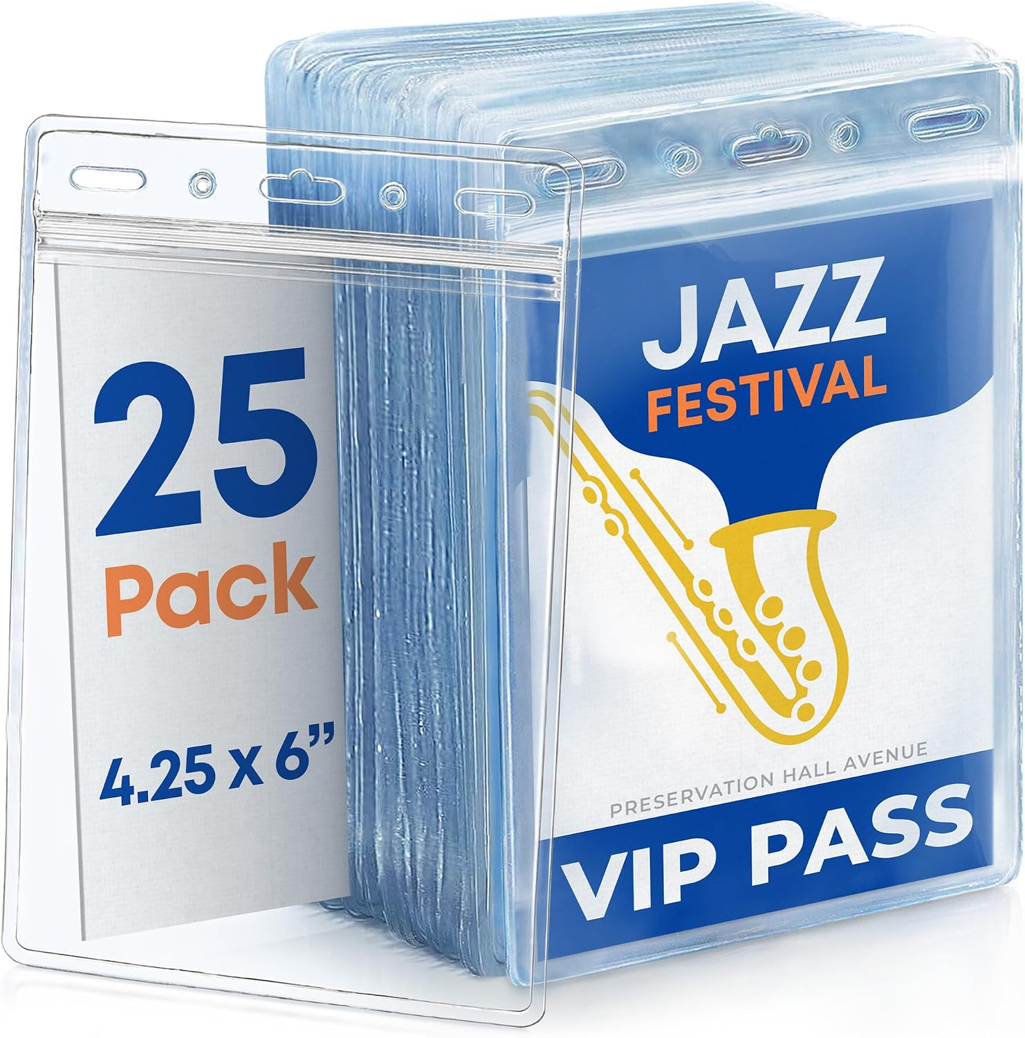 - Vertical Passport & ID Badge Holders - 4x6 Inch, 25 Pack - Clear Zippered N...