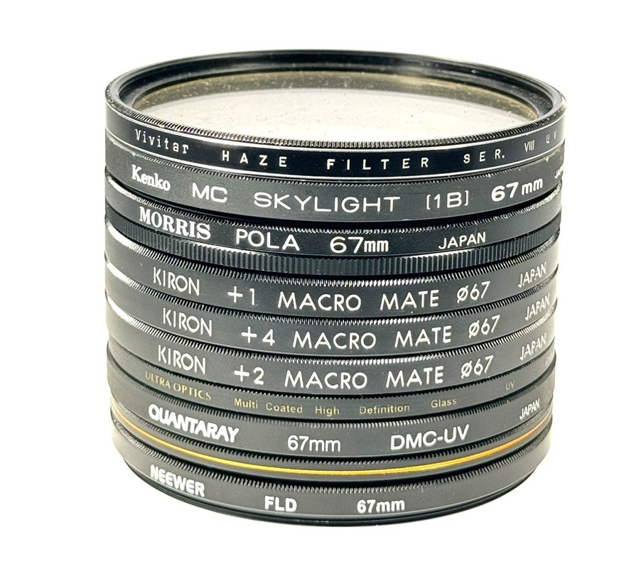 Lot of Ten 10 67mm Screw-In Lens Filters Skylight Polarizer UV Haze Close Up FLD