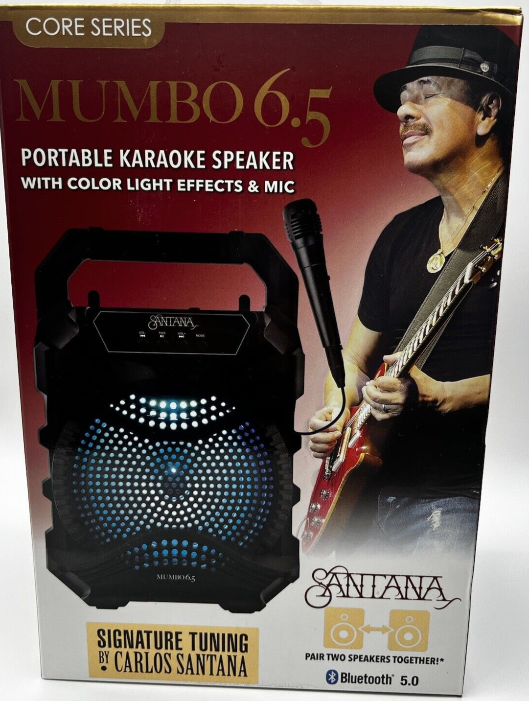 SANTANA MUMBO PORTABLE KARAOKE SPEAKER  6.5 BLUETOOTH COLOR LEDs New in Box!