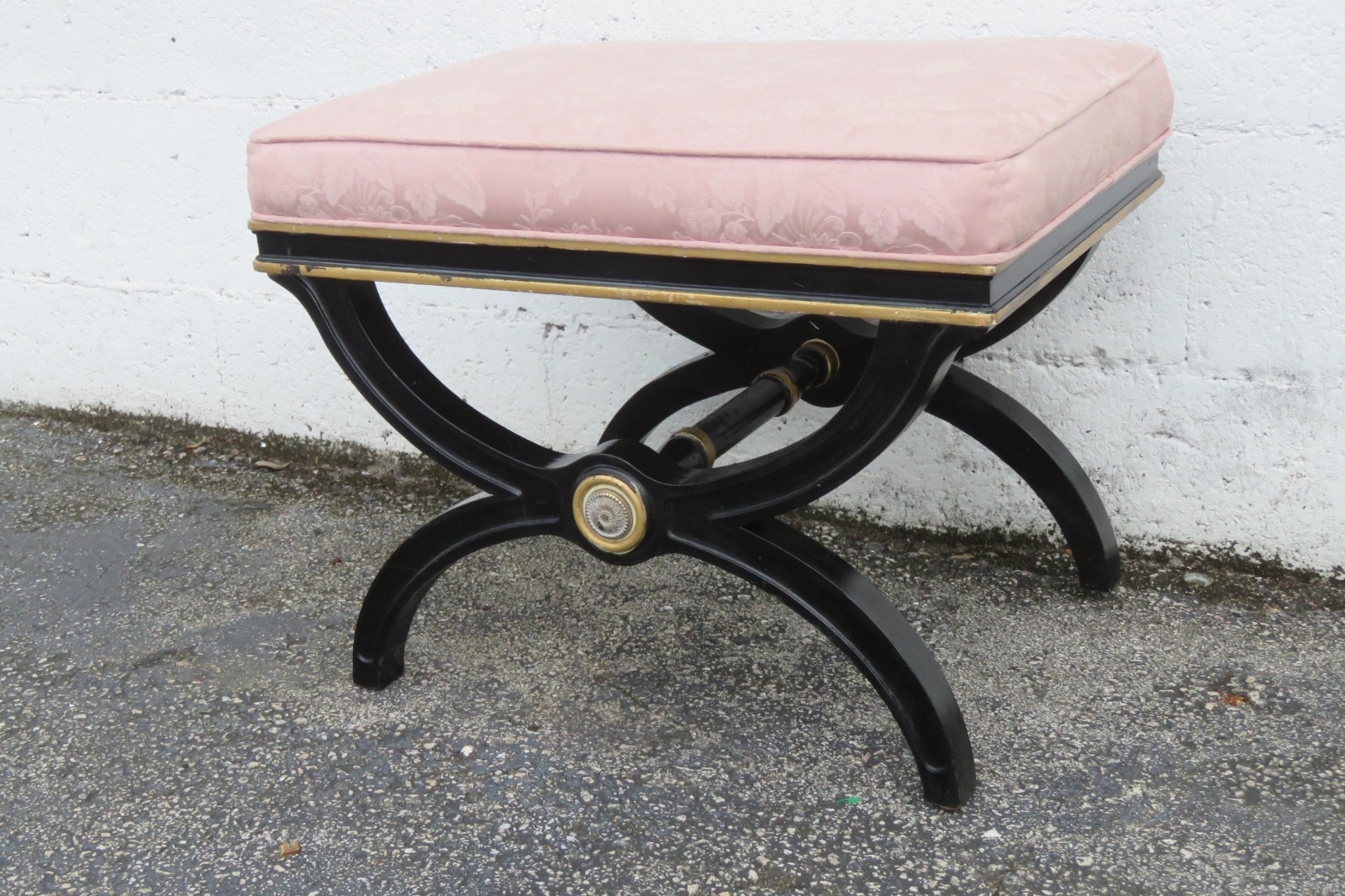 Hollywood Regency Painted Vanity Ottoman Footstool 6124