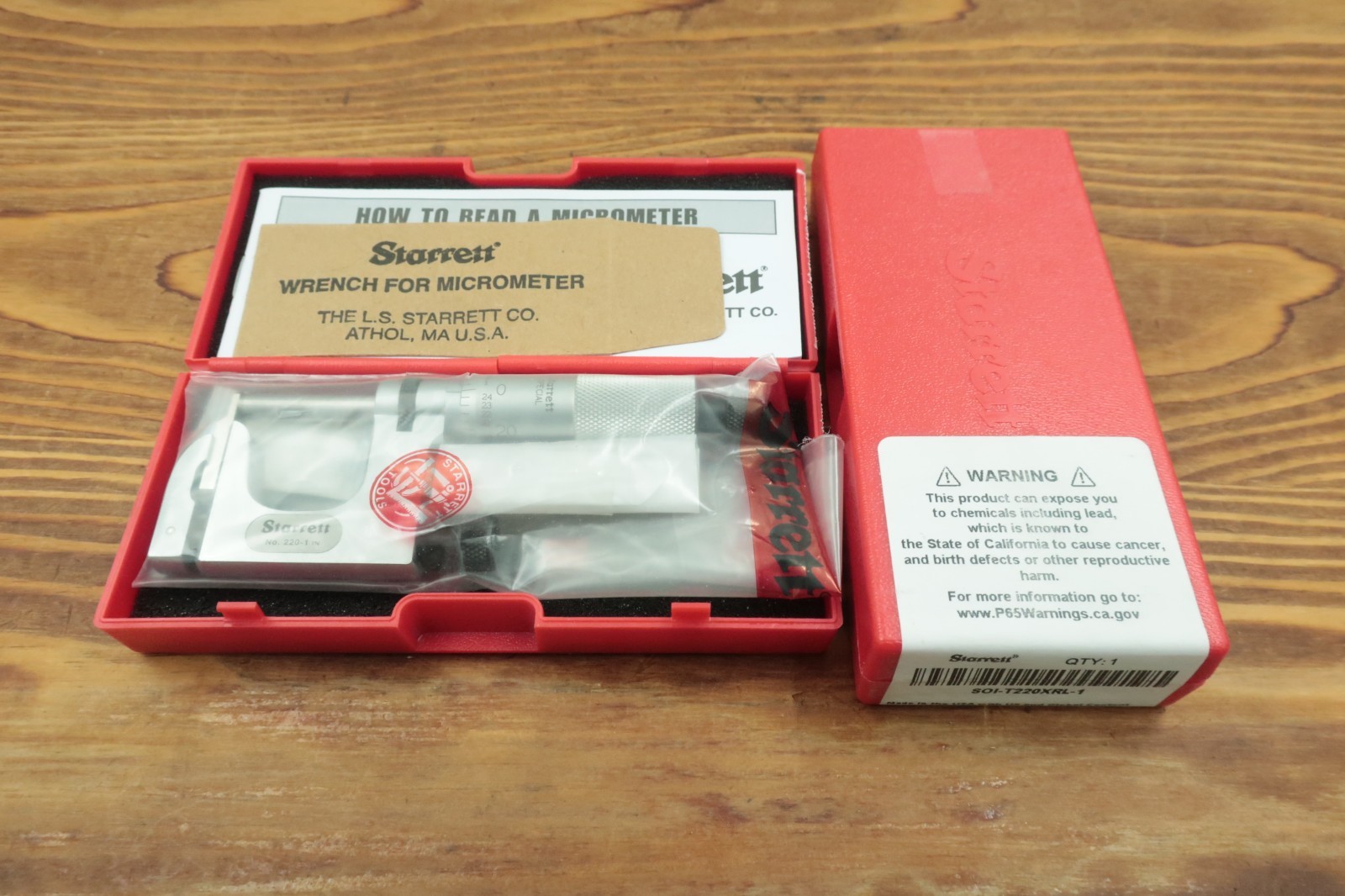 Starrett 220 Mul-T-Anvil Micrometer 0-1" Special Order .0001" 220XRL-1