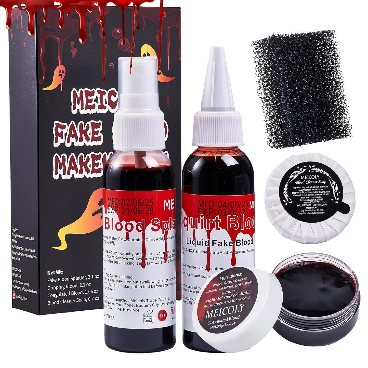 5Pcs Edible Fake Blood with 6 Packs Empty CapsulesWashable Stage Blood Sangre
