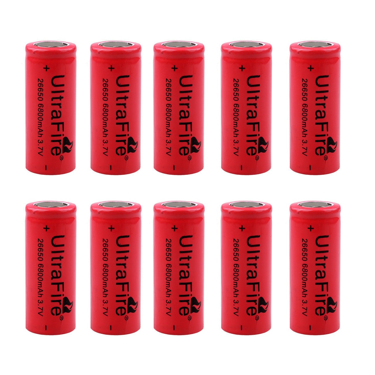UltraFire 26650 Battery 3.7V 6800 mAh Flat Top Rechargeable Batteries Cell