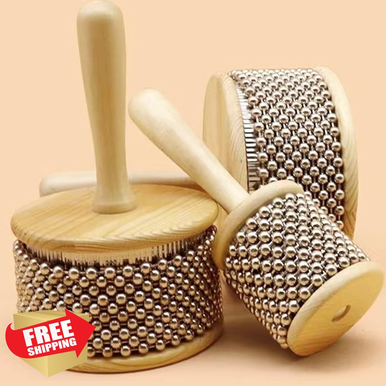 Wooden Cabasa Hand Shaker Percussion Instrument Latin Style 4in