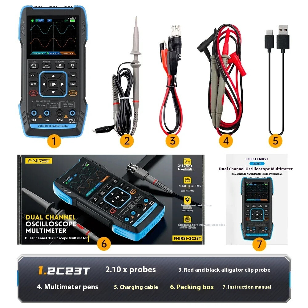 Three-in-one Two-channel Oscillometer Handheld Digital Oscilloscope Multimeter