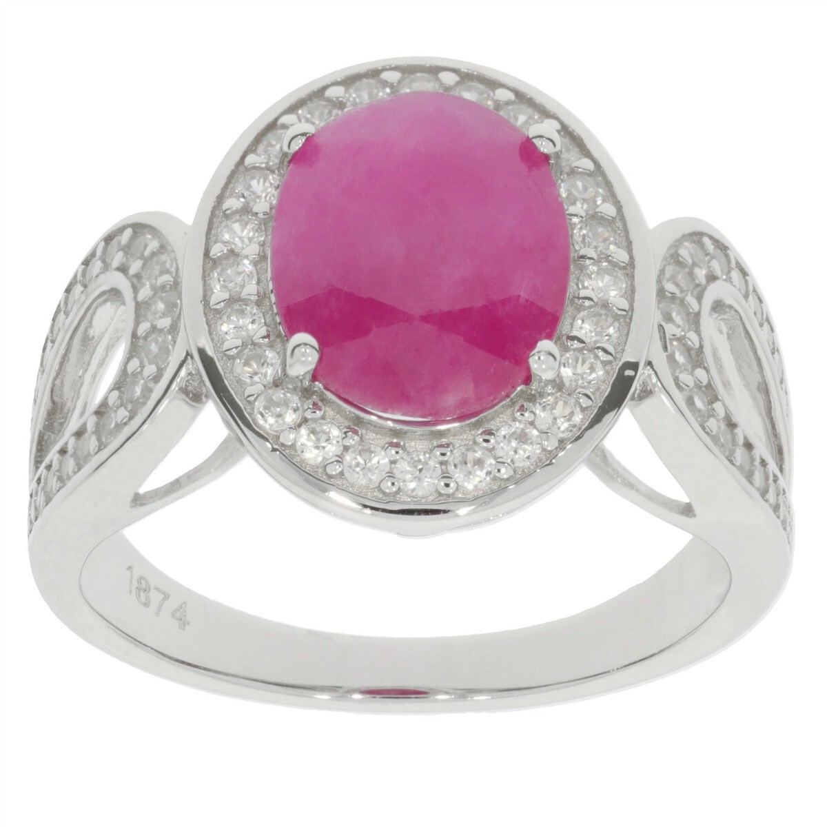 Sterling Silver Semi Mount Ring Setting Oval OV 10x8mm Halo Natural White Zircon