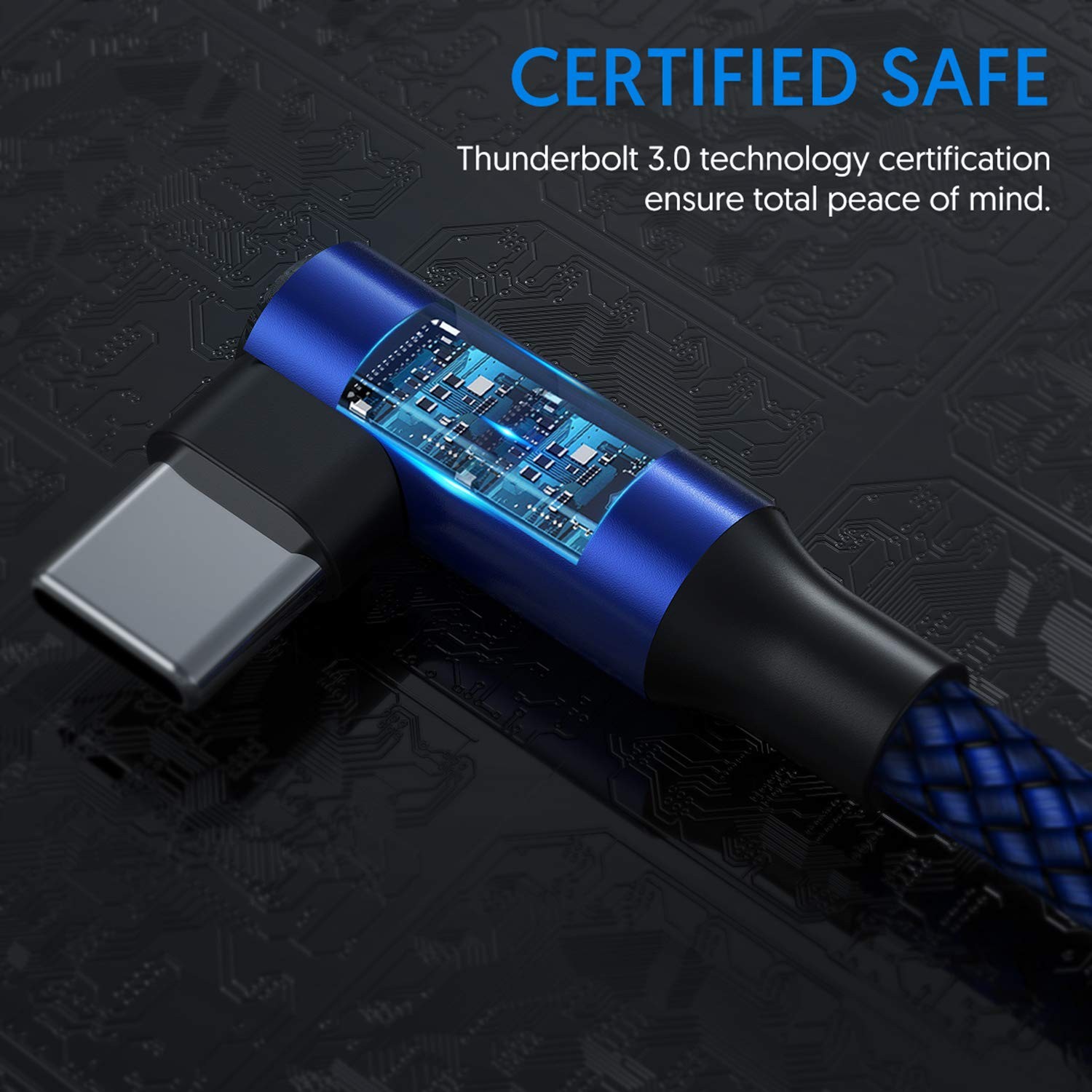 USB C Cable 90 Degree Right Angle[2Pack 10FT], USB A to Type C Nylon Braided...