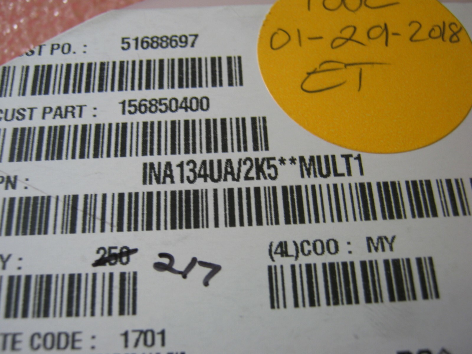 Texas Instruments INA134UA NOS Lot of 10 NOS Pieces from TI/Burr-Brown