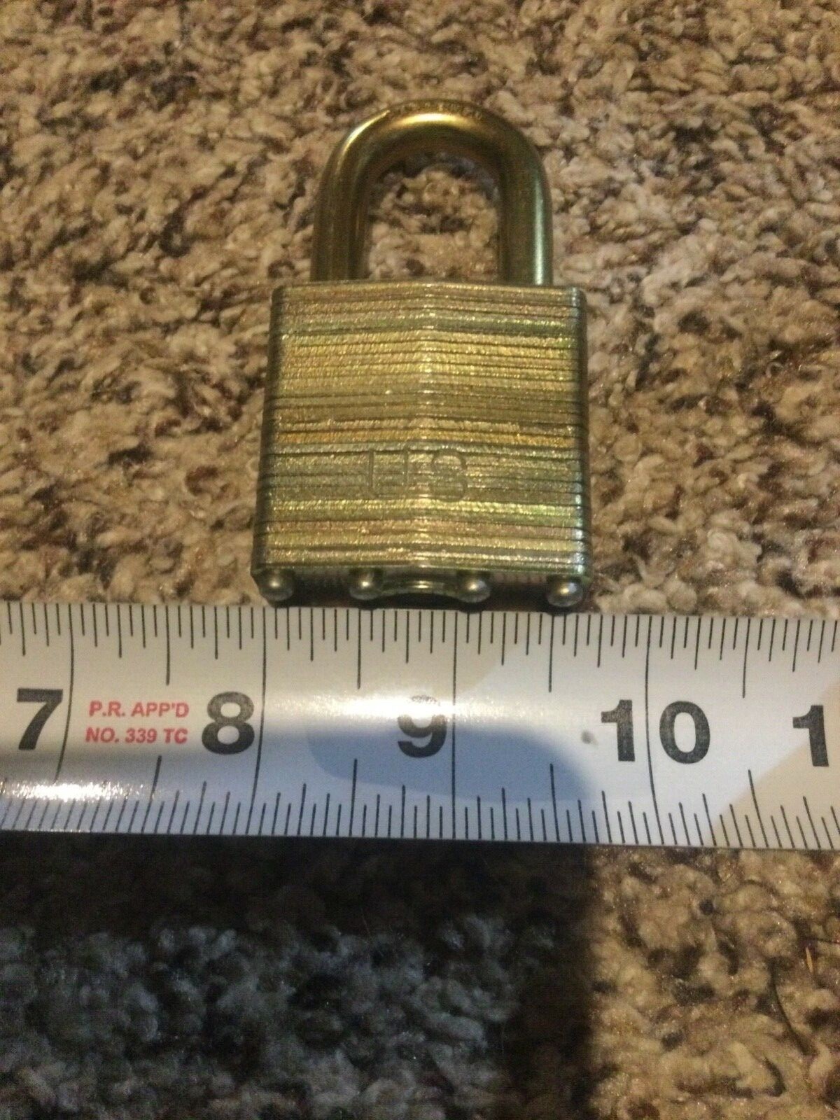 MASTER LOCK 6001LFUS Keyed Padlock, 3/4 in,Rectangle,Gold