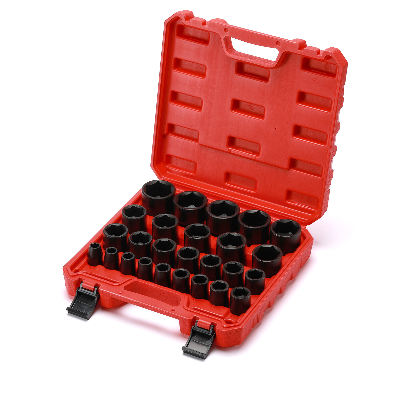 26PCS 1/2" Drive Impact Socket Set,Metric,Shallow,10mm to 36mm Cr-Mo Alloy Steel