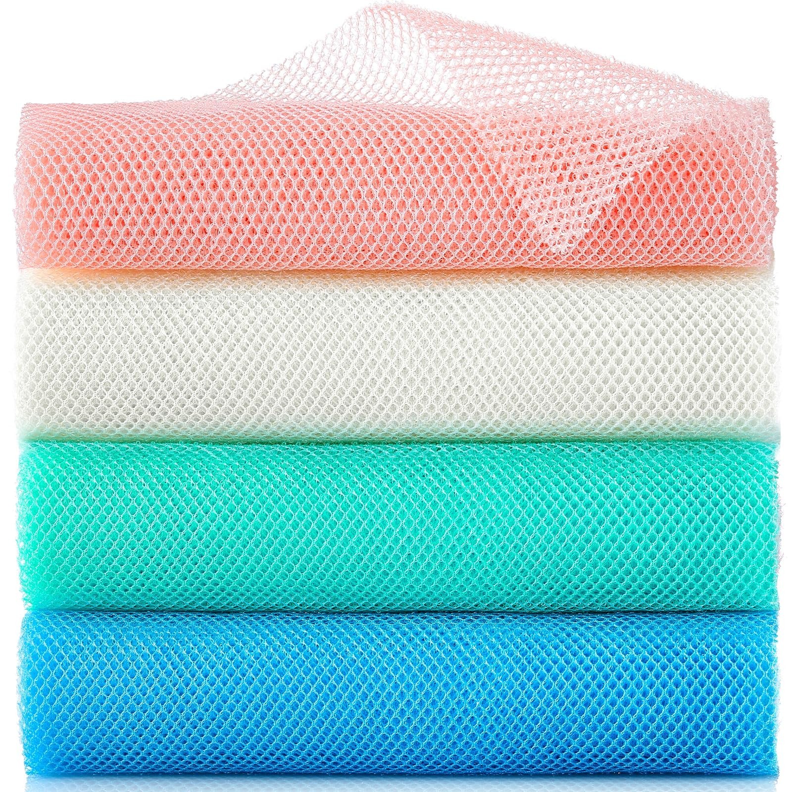 4 Pieces African Exfoliating Net, Long African Net Sponge, Nylon African Net ...