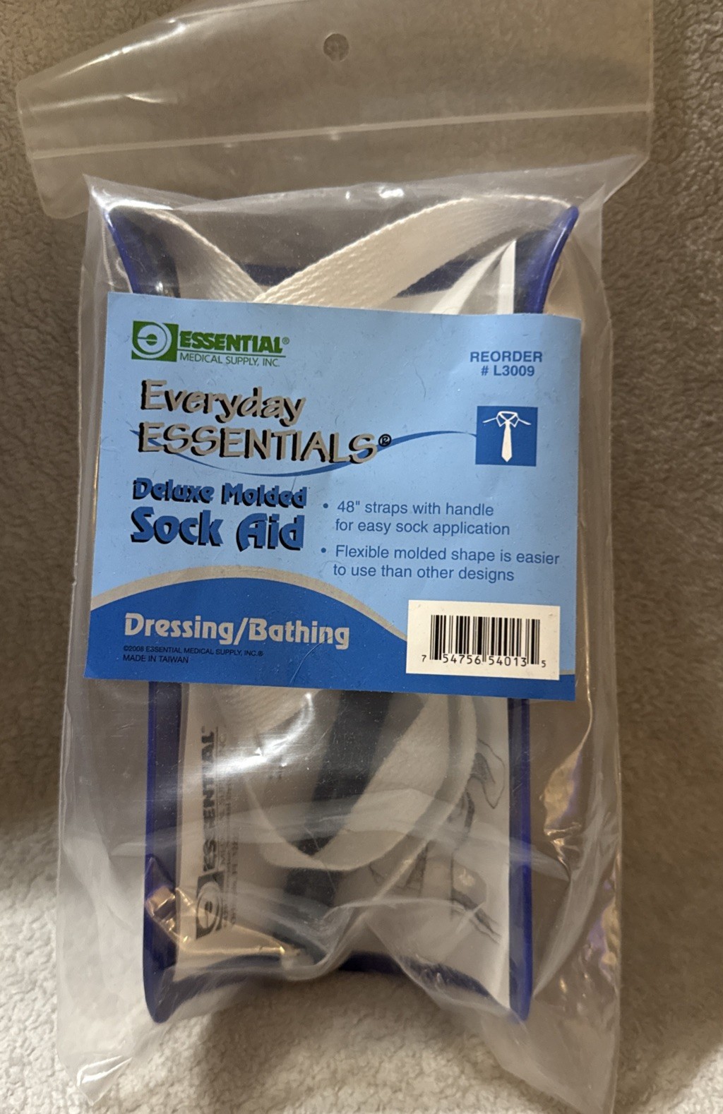 Deluxe Molded Sock Aid Essential Medical Supply Avoid Bending L3009 48” Straps