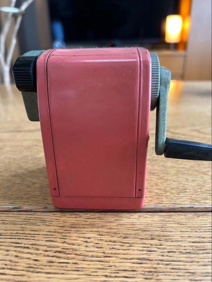 Vintage pink plastic manual pencil sharpener