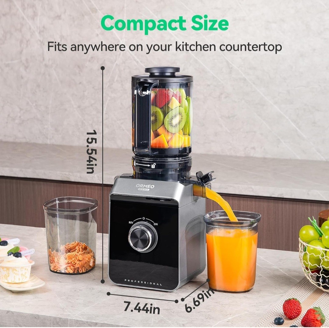 Cold Press Juicer, ORMEO HOME Masticating Juicer Machines with 5.0"Large Feed Ch