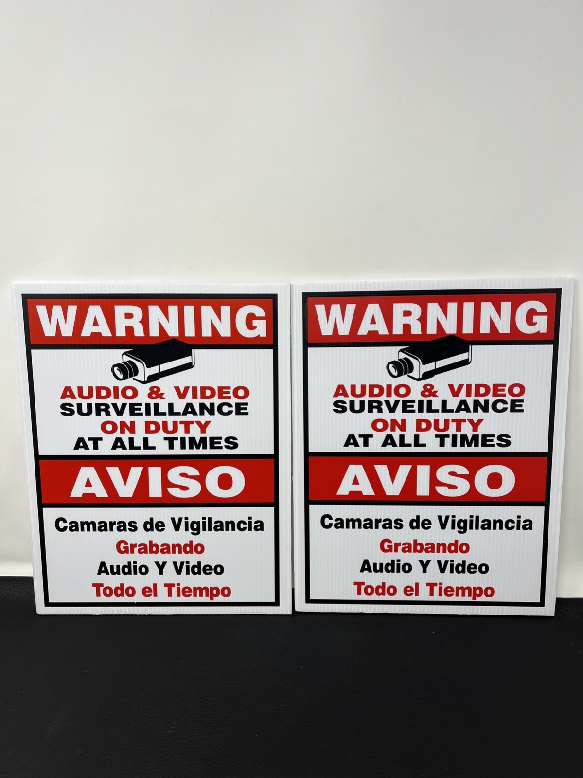 Surveillance sign Warning Security Camera Spanish Eng Corrugated Plastic 11x8