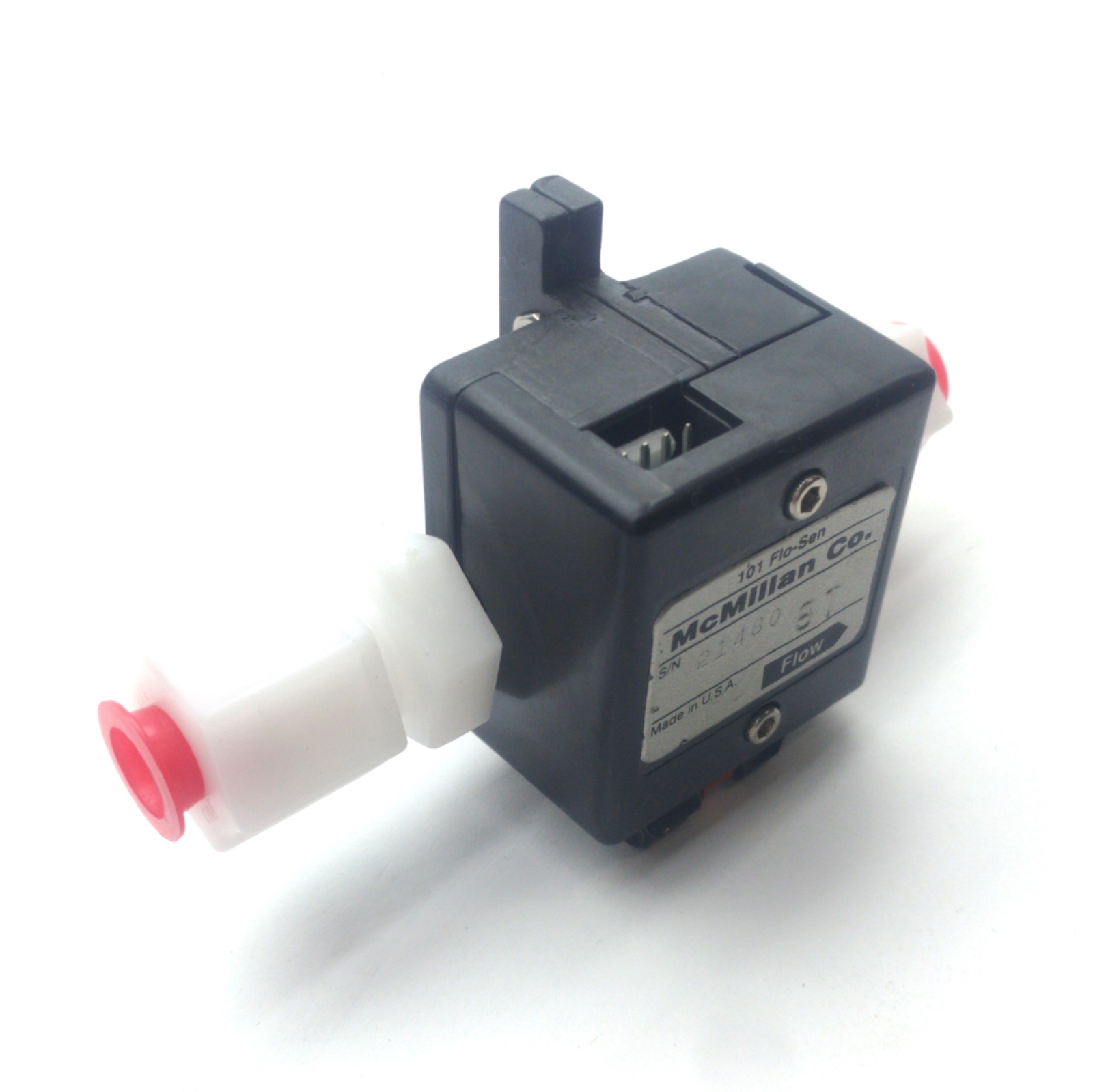 McMillan Co. 101-8T Flow Sensor .5-5lpm 0-5VDC & Pulse Output 3/8" Tube 12VDC
