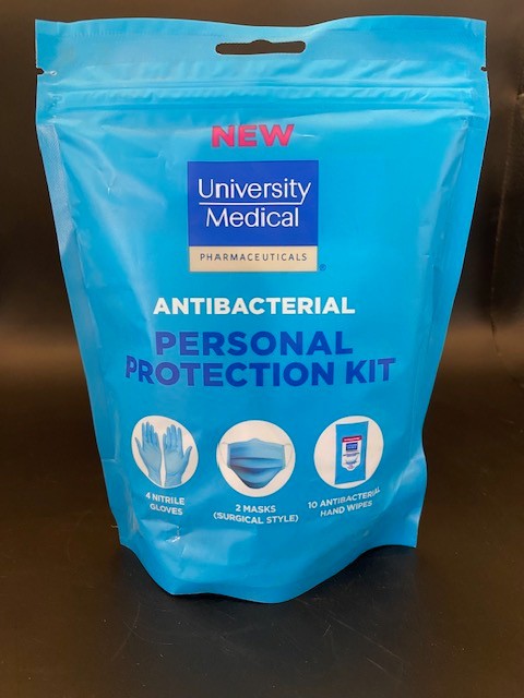Personal Protection Kit 2 Masks, 4 Gloves & 10 Antibacterial Wipes. Sealed PPE