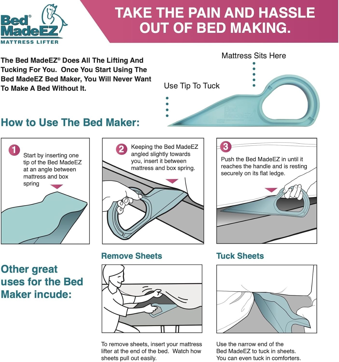 Mattress Lifter Bed Maker Tool for Easy Sheet Tucking and Lifting