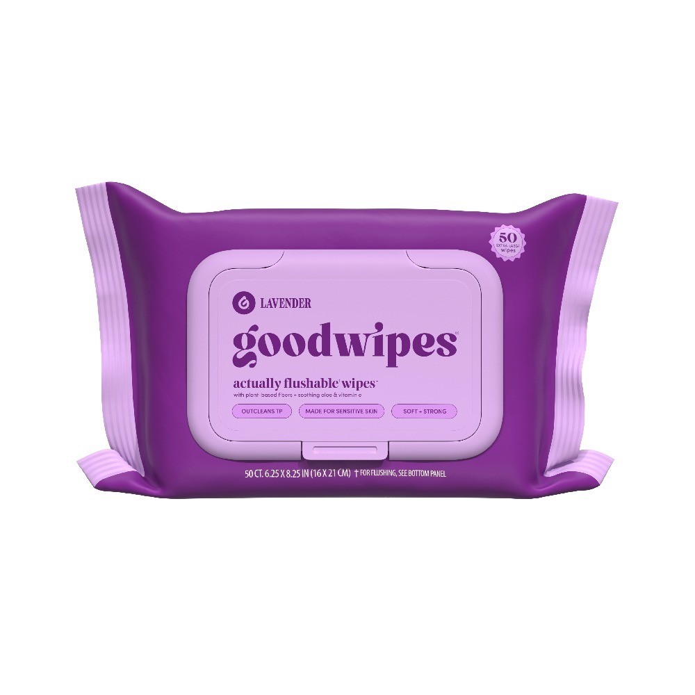 Flushable Lavender Scented Wet Wipes 3 Packs 150 Count Moist Toilet Tissue