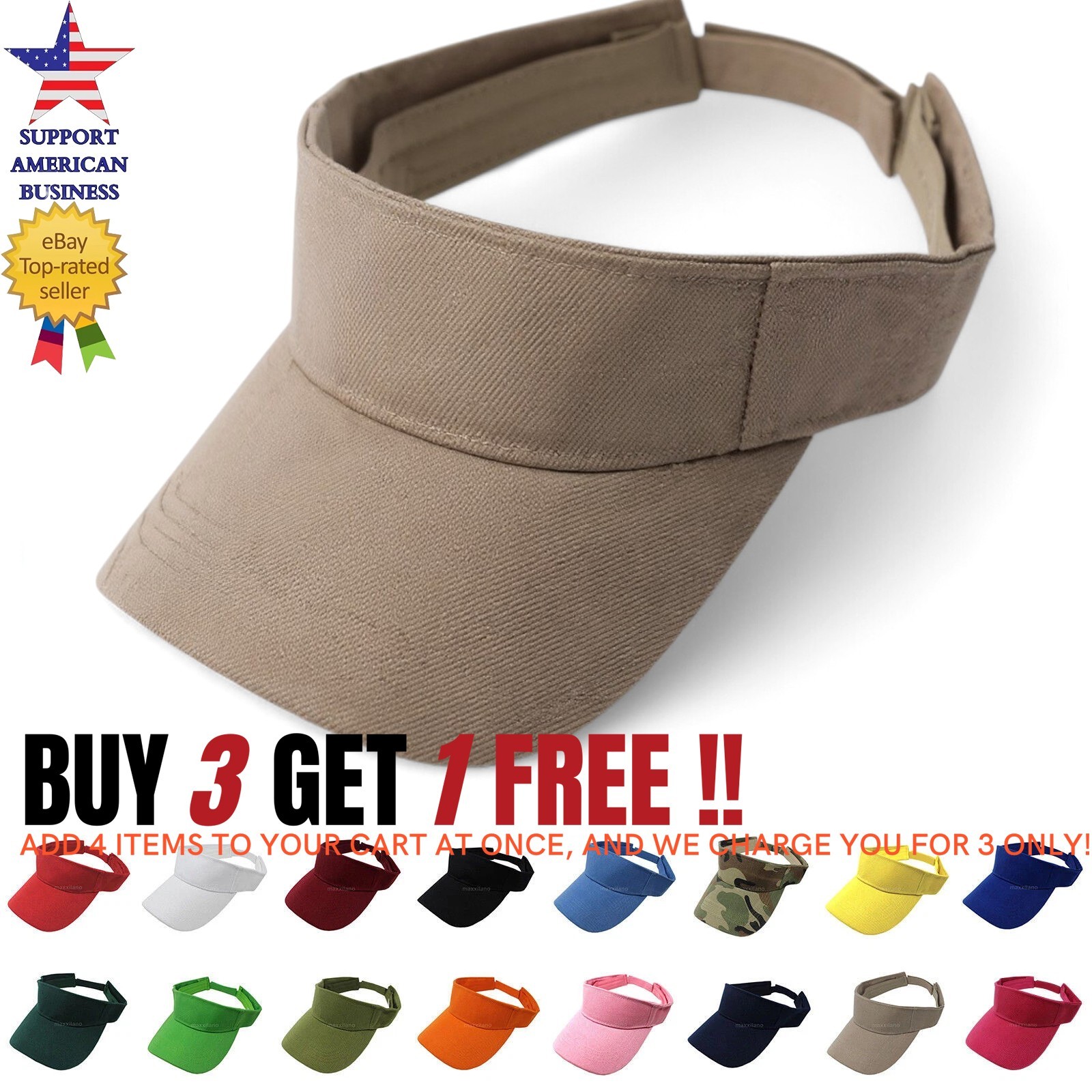 Blank Sun Visor Hat Adjustable Golf Tennis Beach Women Men Plain Solid