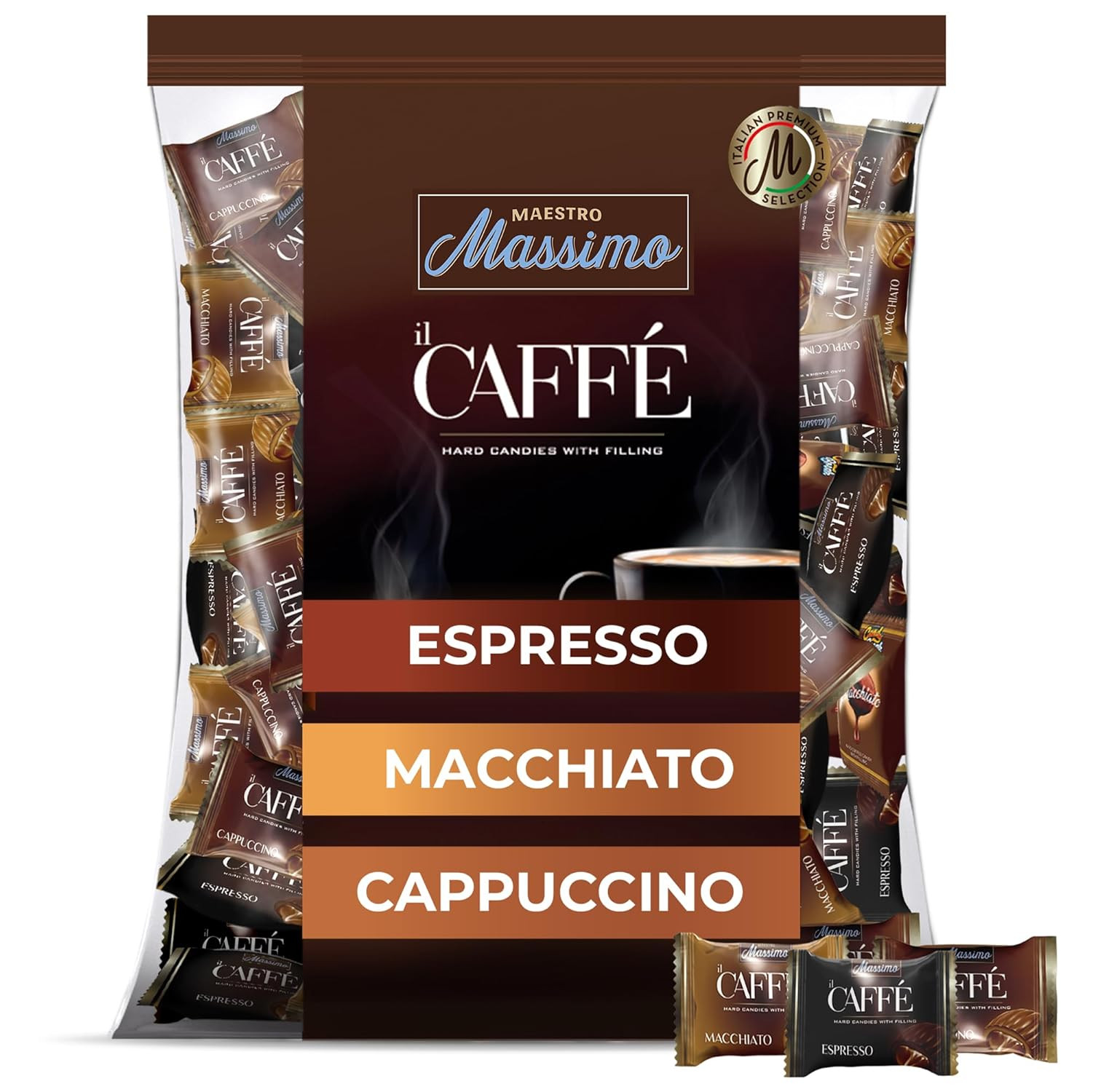 Maestro Massimo Assorted Coffee Candy - Individually Wrapped 7.05 oz Bag, 3mg Ca