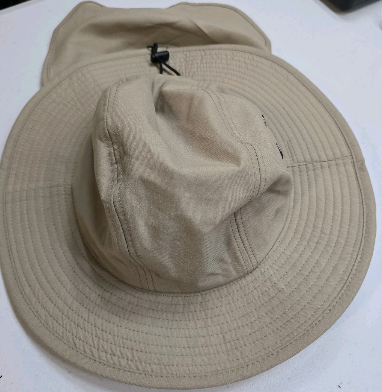Sun Flap Hat Cap UV Protection Fishing Hiking Wide Brim Neck Cover Bucket Khaki