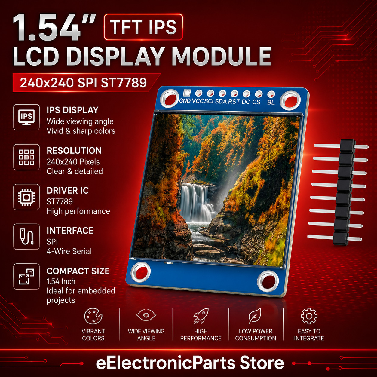 1.54 inch TFT IPS LCD Display Module 240x240 SPI ST7789 for Arduino Raspberry Pi