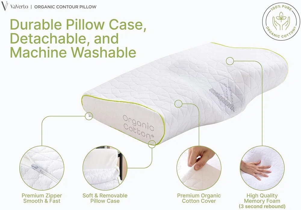 Adjustable Contour Memory Foam Pillow - Standard Size - Orthopedic Neck Support,