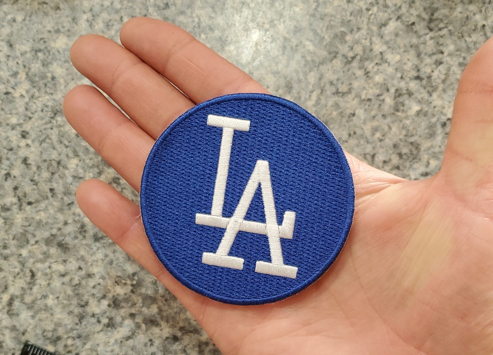 LA Dodgers Blue White Round MLB Patch. Embroidered. Iron On. 3"