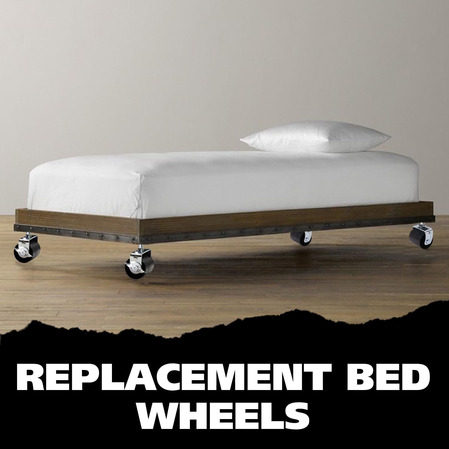 Heavy Duty Caster Wheels for Bed Frame ~Set of 4~ (2 Locking & 2 None Locking)