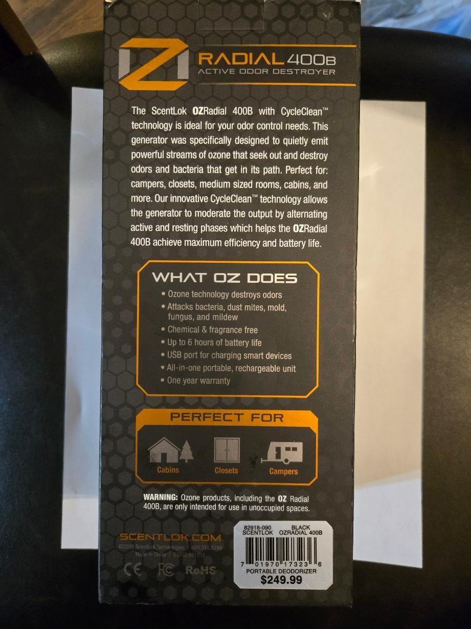 Scentlok Radial 400 B Hunting Portable Deordorizer Ozone Generator