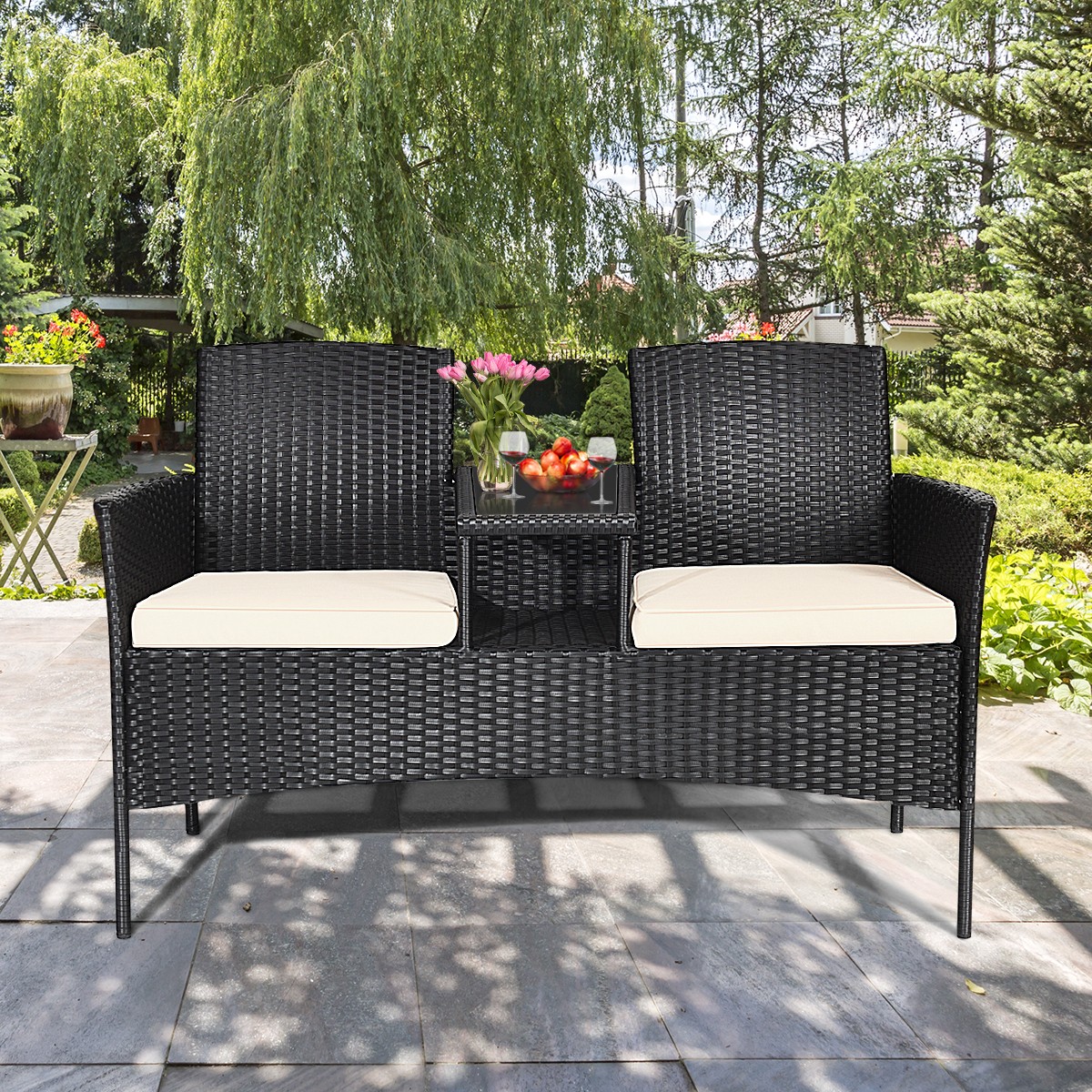 Topbuy Outdoor Rattan Furniture Wicker Patio Conversation Chair