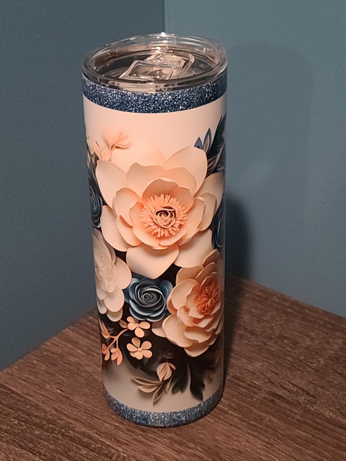 Floral/Flower #2 summer/spring/fall 30 oz skinny tumbler CUSTOM MADE