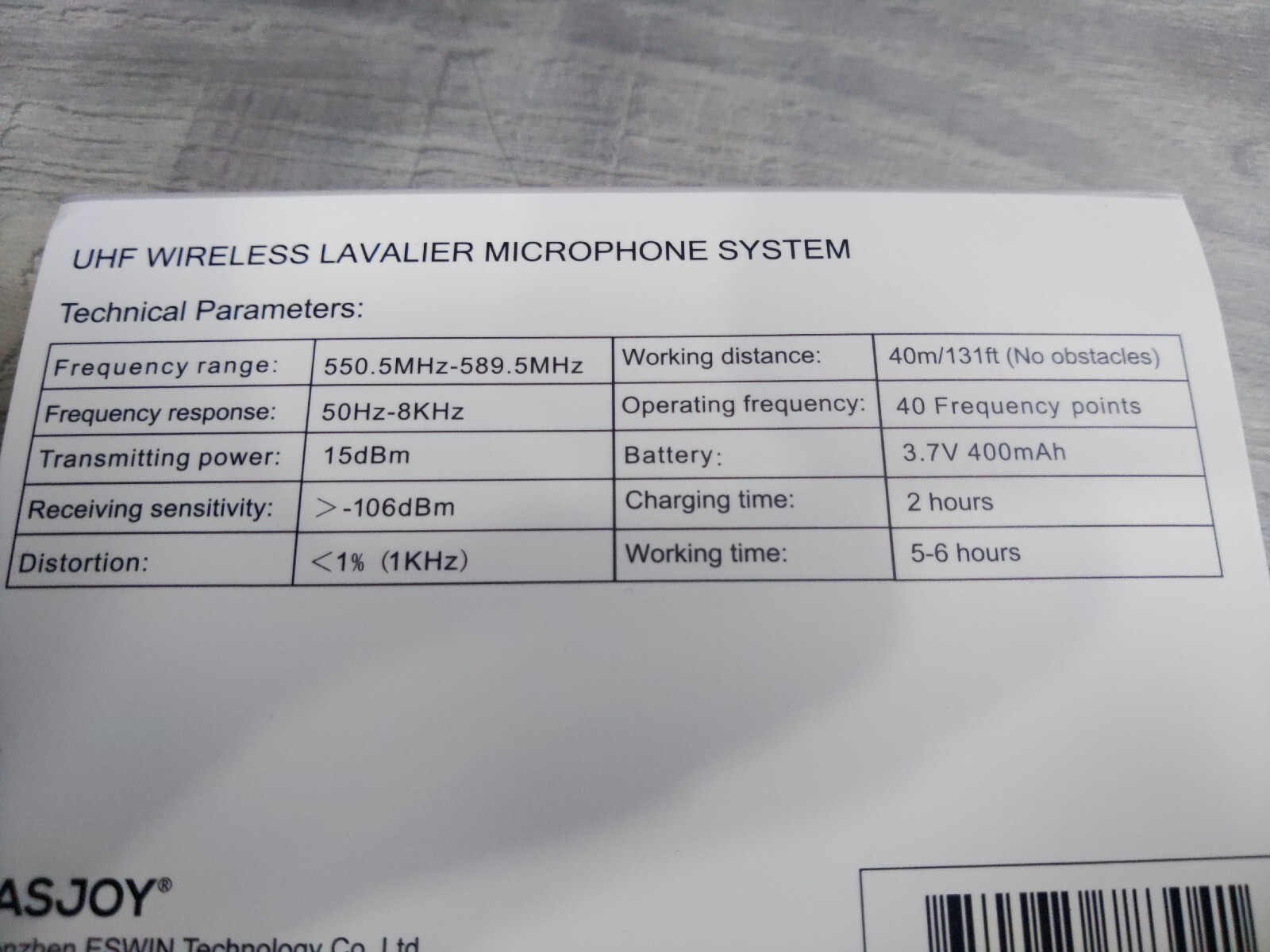 EASJOY UHD wireless Lavaliere Microphone System UWM02 PRO