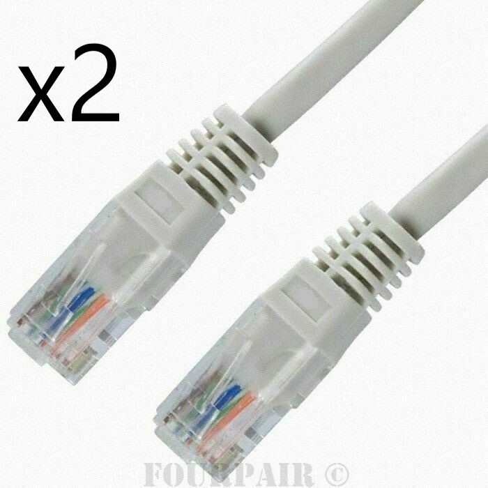 2 Pack Lot - 10ft CAT6 Ethernet Network LAN Router Patch Cable Cord Wire White