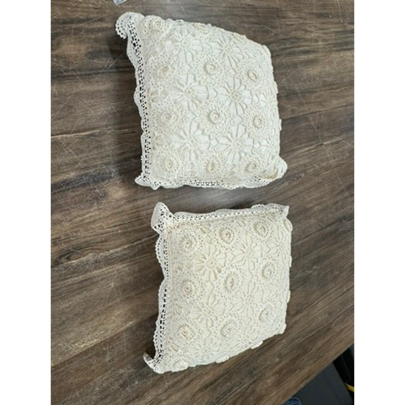Set Of 2 vintage crochet pillows ,Victorian, PLZ READ, Needs Repair,Final Sale