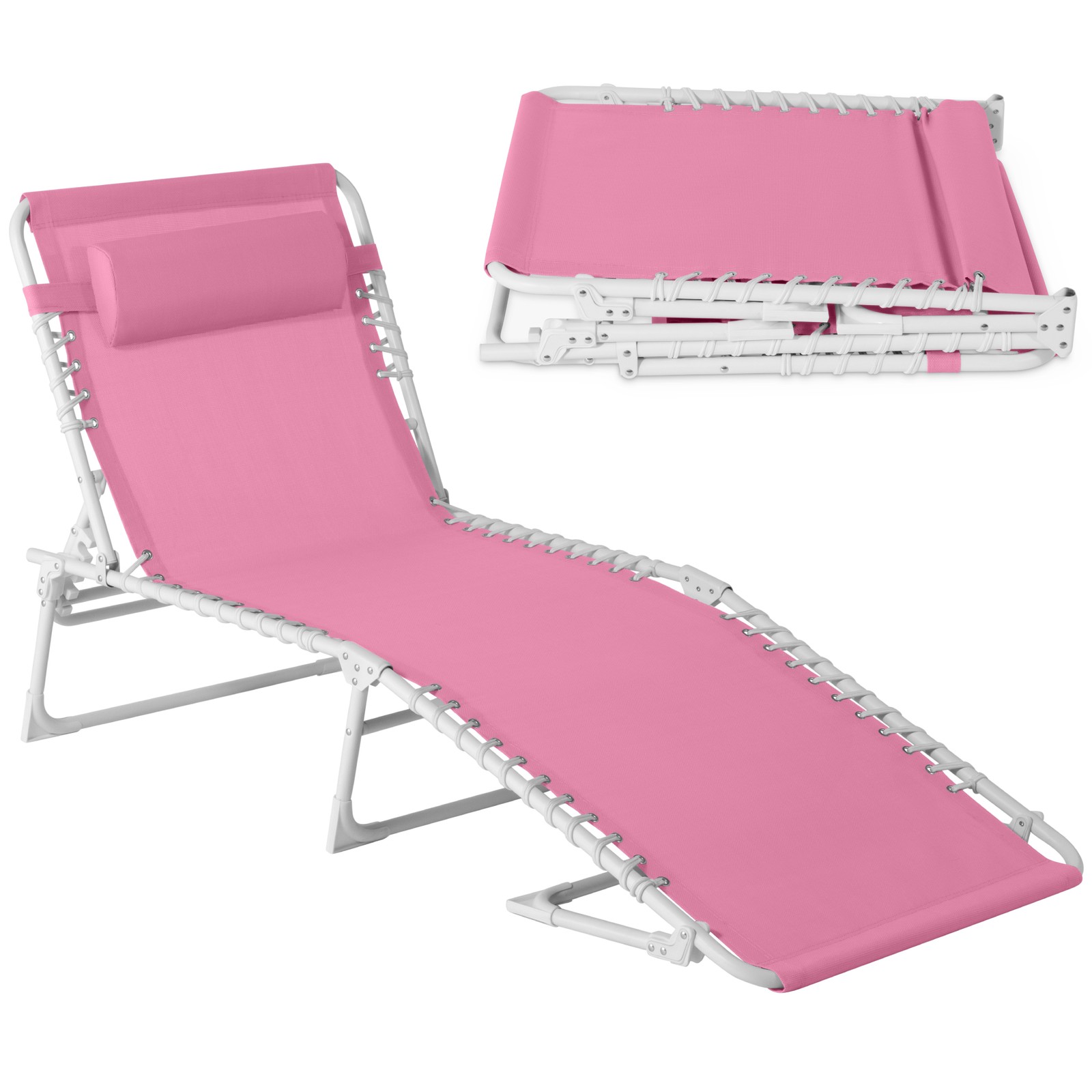 Best Choice Products Portable Patio Chaise Lounge Chair Outdoor Recliner Pillow