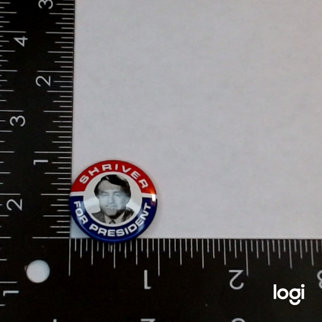 SHRIVER FOR PRESIDENT 1.0 INCH RED OVER BLUE Political Campaign button