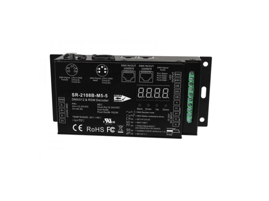 Sunricher LED controller DMX 512, RJ45, 5x8A, 500Hz - 35kHz