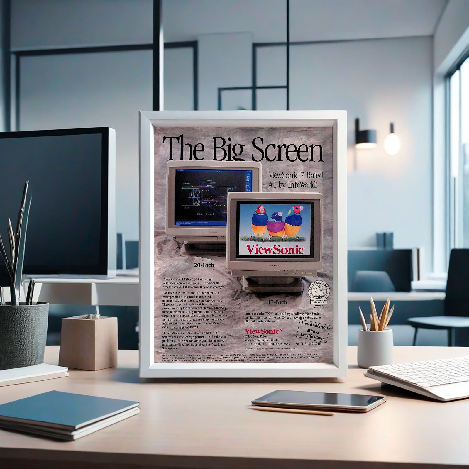 1992 ViewSonic High Resolution Monitors PRINT AD Retro Computers PC