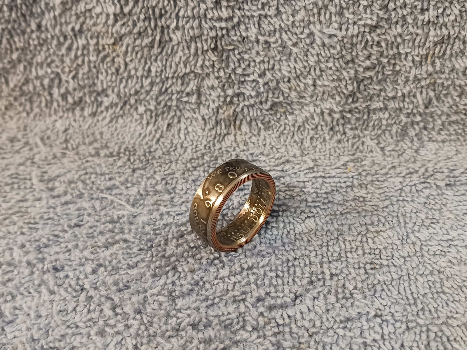 1980  Kennedy Half Dollars  size 9 1/2 coin ring  handmade mixed metals (A)