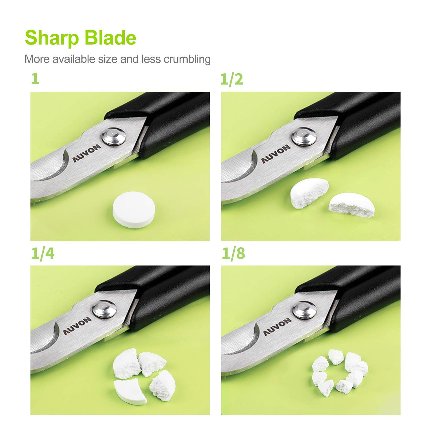 AUVON Scissors-Shaped Pill Cutter, Sharp Blade Pill Splitter for Easily Dividing