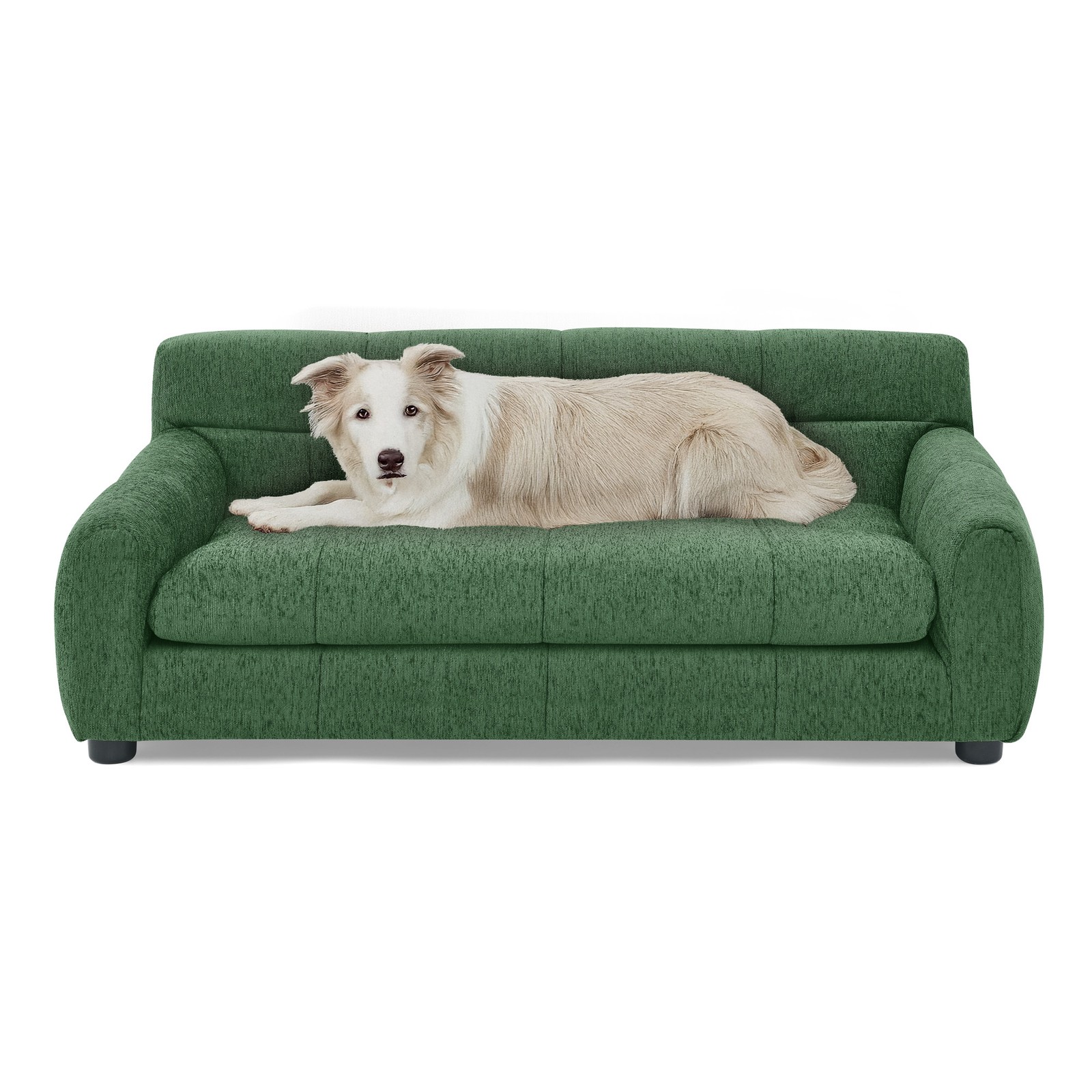 Soft Comfortable Pet Sofa Backrest Armrests Suitable for Small Medium Dogs Green
