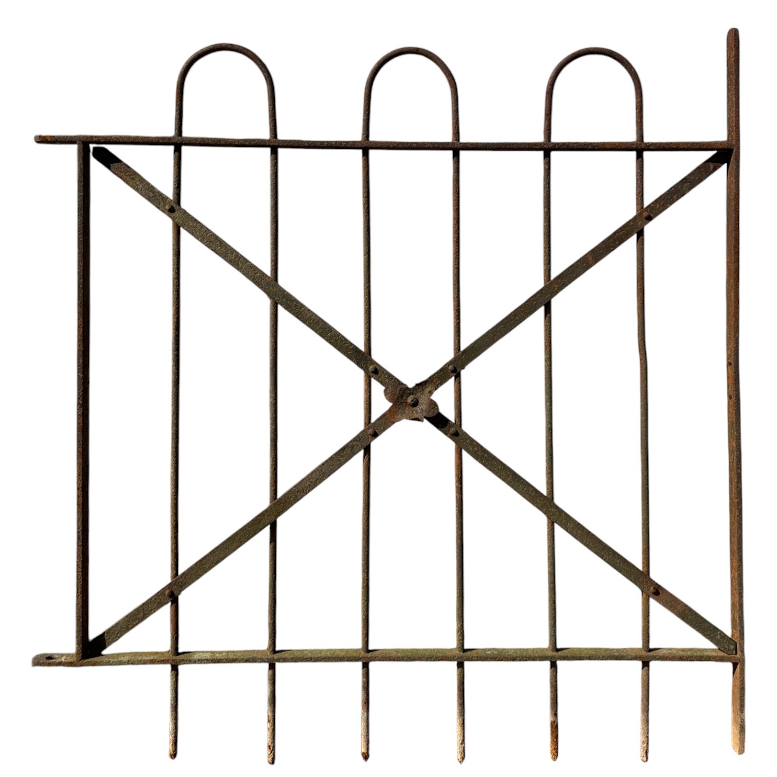 Antique Wrought Iron Hairpin Garden Gate - 33" W x 35" T - GA20976