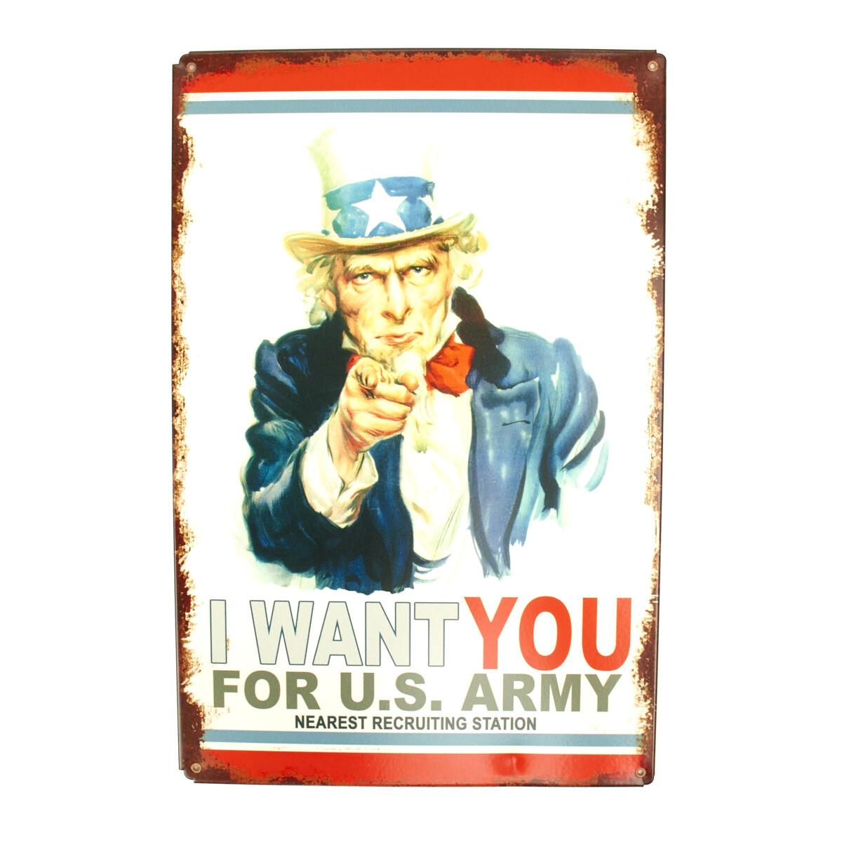 U.S. WW2 Vintage Metal Sign: Uncle Sam Recruiting