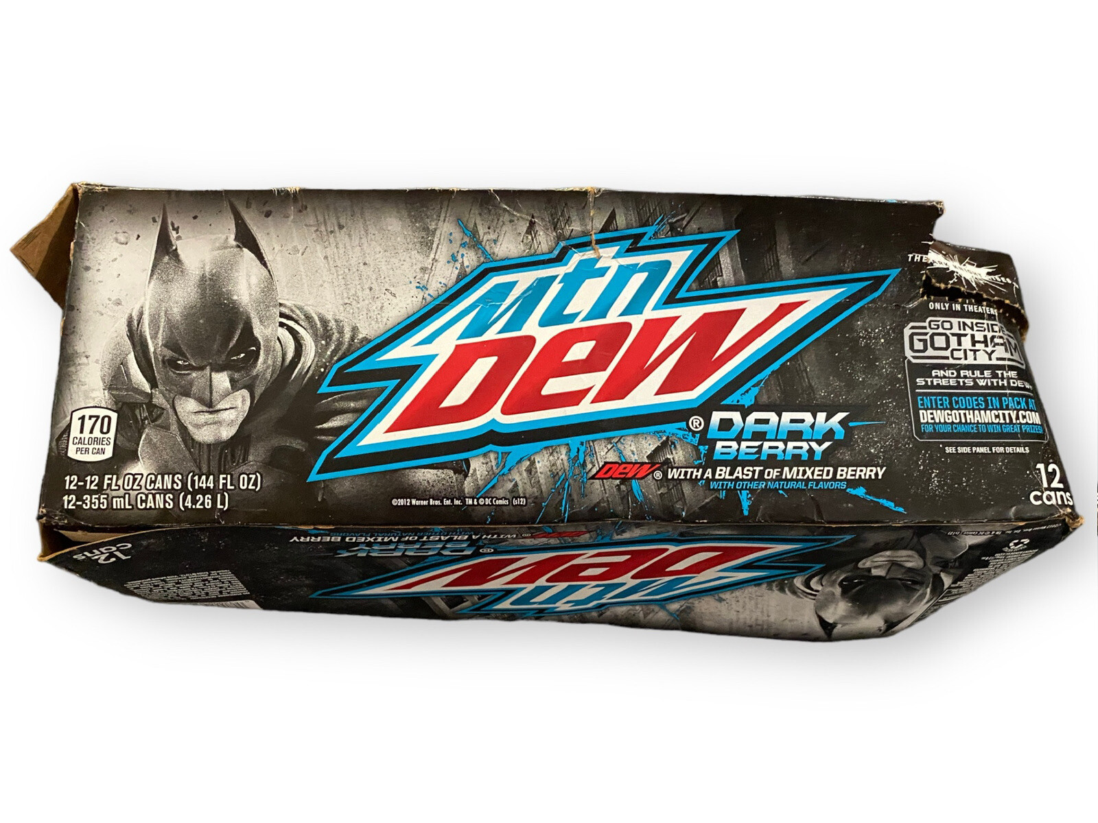 2012 Mountain Dew The Dark Knight Rises Dark Berry 12 Pack Box Empty Flat